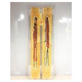 A vintage, hand painted African Batic fabric wall