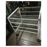 Metal white rolling cart, approx 21x18x21in