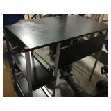 Wood desk w/metal legs, approx 36in wide