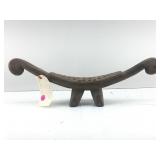 Carved wooden headrest.    Tanzania. 6 in at ends