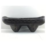Carved wooden Slit Drum with Faces on all 4 legs
