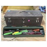 Metal tool box w/tools, approx 19in wide