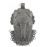 Benin Bronze Leopard Head Mask From Nigeria. 14x8