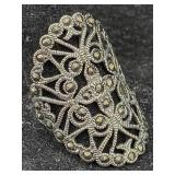 Sterling Silver Ring W/topaz Stones, Tw 4.2g, Sz 8