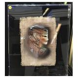 Painted Cloth Egyptian Pharaoh In Display Case.
