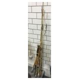 6 Fishing poles, approx 60in longest one