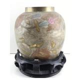 This is a vintage brass clues on vase with a