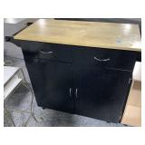 Rolling kitchen island, approx 37x18x37in