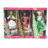 3 Barbie dolls, Irish, Chinese & German