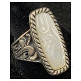 Sterling Silver Ring W/mop, Signed Cp, Tw 13.3g,
