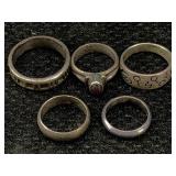 5 Sterling Silver Rings, Tw 25.5g, Sz 5, 6, 6.5, 9