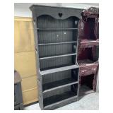 Grey bookshelf w/6 shelves, approx 80in tall