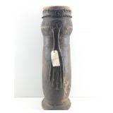 A hand carved African Drum likely from the Chokwe
