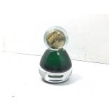 Hand blown art glass, tea light holder, green