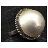 Sterling Silver Ring W/pearl, Tw 12.1g, Sz 5ï¿½,