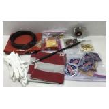 USMC, leather belt, dress gloves, flags, flask,