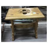 Wood stool, approx 16x18in