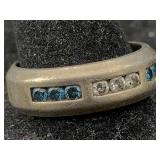 Sterling Silver Ring W/diamonds, Tw 8.8g, Sz 10