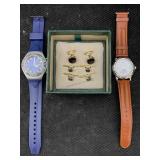 2 Quartz Watches Incl. Igia, Mohawk & Cufflinks,