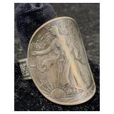 1946 Silver Half Dollar Ring, Tw 17.5g, Sz 10