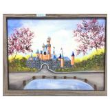 Framed, signed painting on canvas, Castle, 15x19