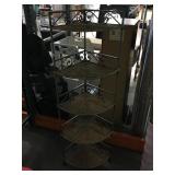 Metal 5-tier corner rack, approx 13x13x54in