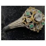 Sterling Silver Ring W/topaz Stones, Tw 3g, Sz 10