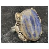 Sterling Silver Ring W/lapis Lazuli, Tw 14.6g,