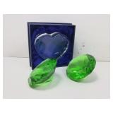 Clear crystal faceted heart paperweight, 5 in