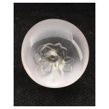 Lalique Crystal flower design paperweight, retail