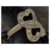 Sterling Silver Infinity Hearts Ring, Tw 3.4g,