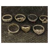 7 Sterling Silver Rings, Tw 25.4g, Sz 6, 7, 8, 9,