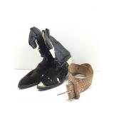 Larry Makans cowboy boots, leather & hide, sz 6M