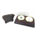 Antique French folding opera glasses & wood base