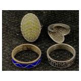 4 Sterling Silver Rings, Tw 25.7g, Sz 6, 7, 11 &