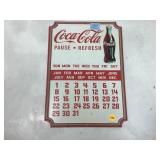 Coca-Cola tin calendar sign, 10x14