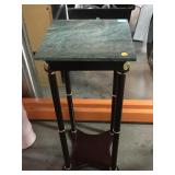 Stone top square plant stand, approx 12x12x28in