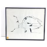 This is a framed art print titled the kiss by