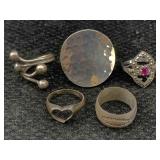 5 Sterling Silver Rings, Tw 28.4g, Sz 6, 7, 8