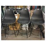 3 Metal swivel stools w/plastic top, approx 39in