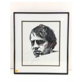 This artwork is a black-and-white graphite or ink