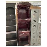 Asian red lacquered wood altar cabinet, approx
