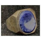 Sterling Silver Ring W/lapis Lazuli, Tw 15.4g,