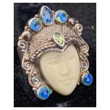 Sterling Silver Ring W/stones And More, Tw 17.1g,
