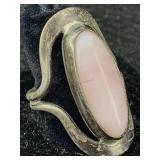 Sterling Silver Ring W/pink Quartz, Tw 12.2g,