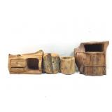 Handmade wooden log jewelry boxes, multi & single