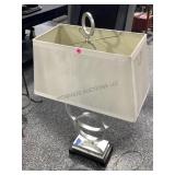 Table top lamp silver-colored w/shade, approx