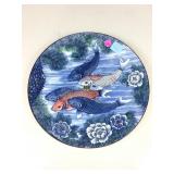 Vintage Japanese porcelain plate w/Koi fish &
