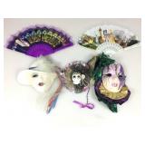 3 Vtg ceramic & porcelain wall masks, Mardi Gras