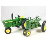 John Deere die cast metal tractors.